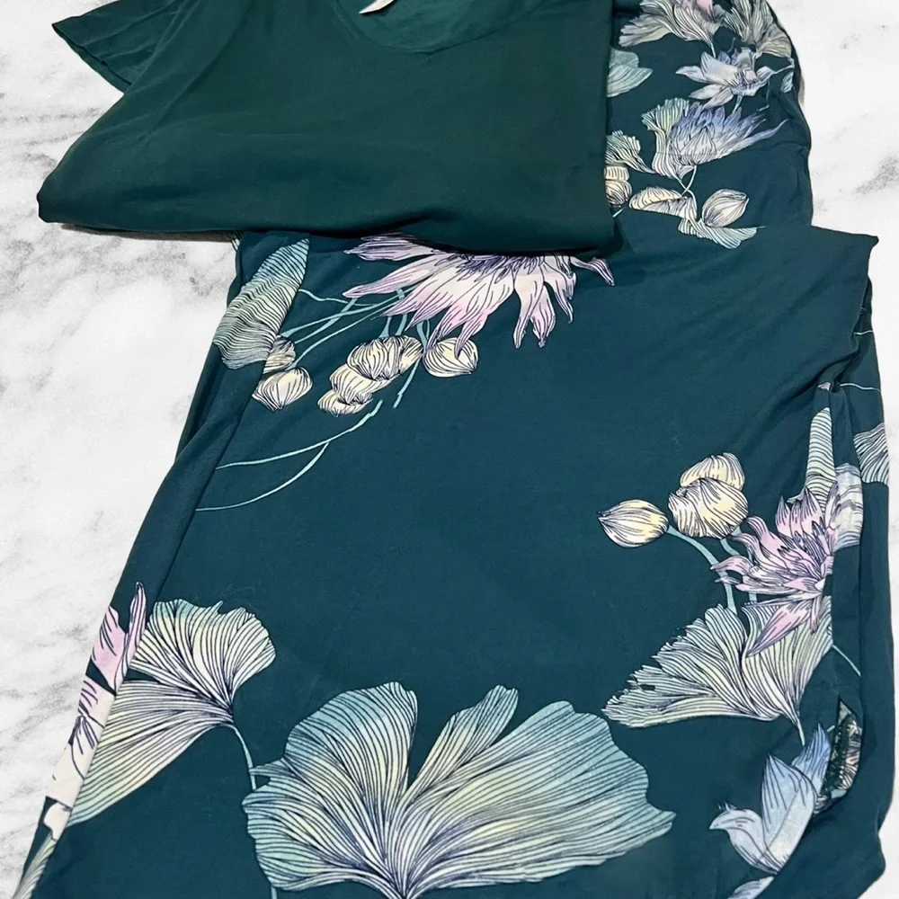 Soma Teal Floral Pajama Set - Picture 2 of 3